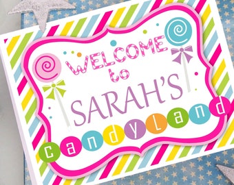 CandyLand Welcome Sign | Printable 8x10 Birthday Decor | Whimsical Candy Shoppe & Rainbow Theme | Sweet Party Entrance Marker E021