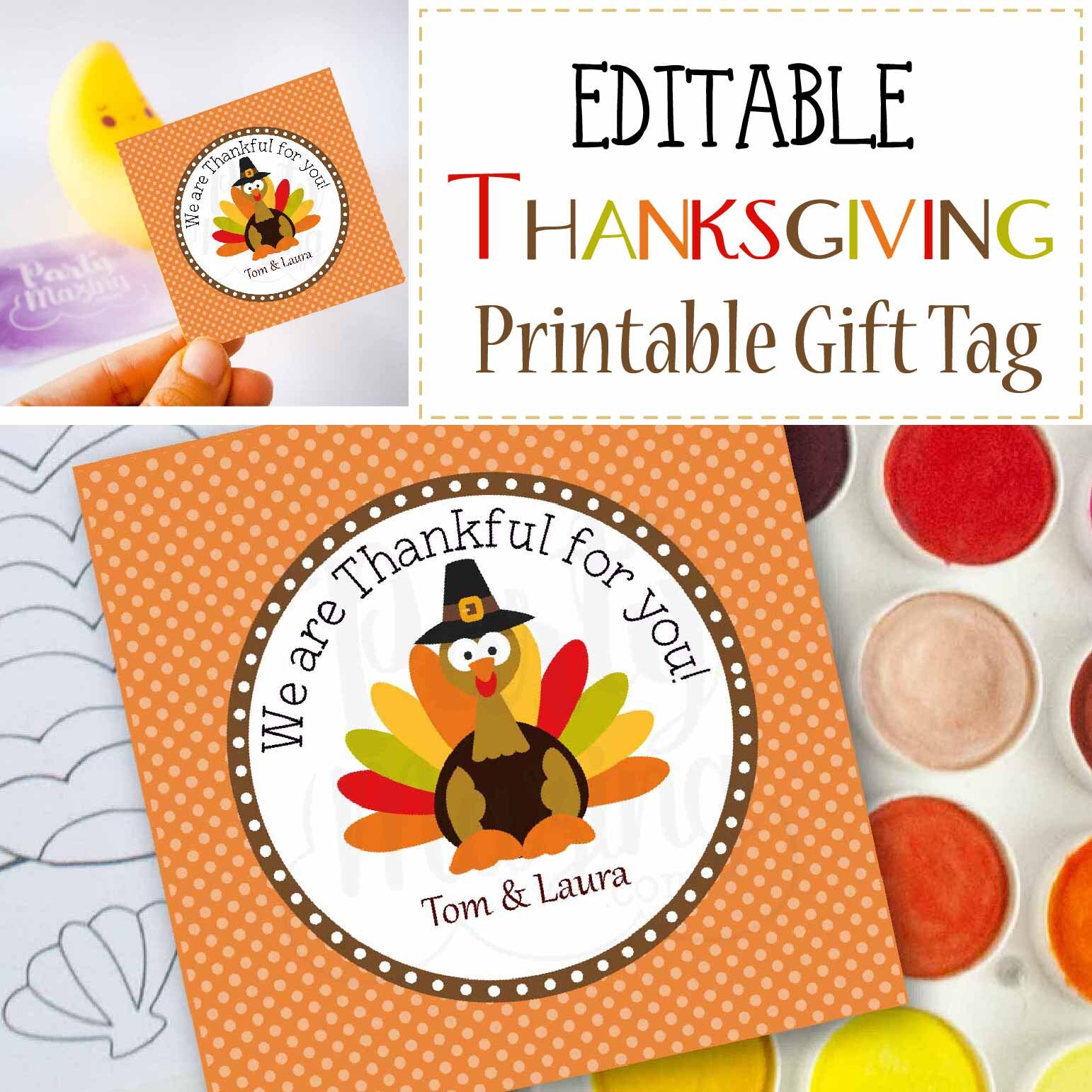 Editable Thanksgiving We are Thankful for you Favor Tag PK18 | Etsy