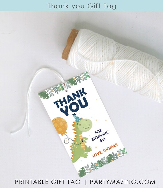 Editable Thank You Dino Favor Tag | Printable Thank you for Stomping By ...