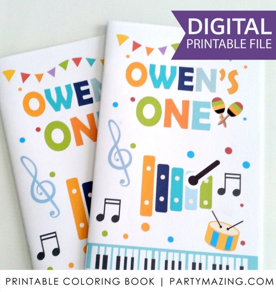 Personalized Music Coloring Books | Printable Birthday Party Favor ...
