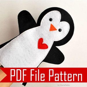 Hand Puppet Sewing Pattern Penguin DIY Kids Felt Puppet Template  Fabric Craft DIY Project E004