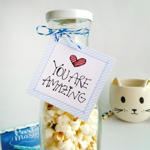You are Amazing Favor Tag | Printable Appreciation Thank you Lebel | Hand-Drawn Gift Tag| friendship Tag | School Diy square Tag E257 Il_570xn