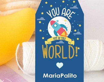 Out Of This World Printable Gift Tag Appreciatiation Tag Outer Space Favor Tags Rocket Outer Space Gift Tag E017