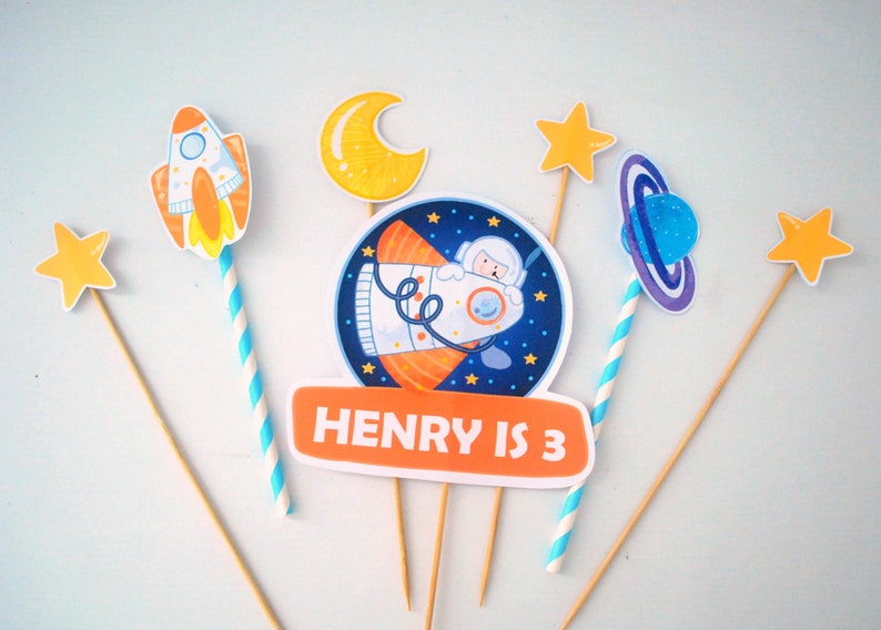 Outer Space Printable Cake Topper Astronaut Birthday | Etsy