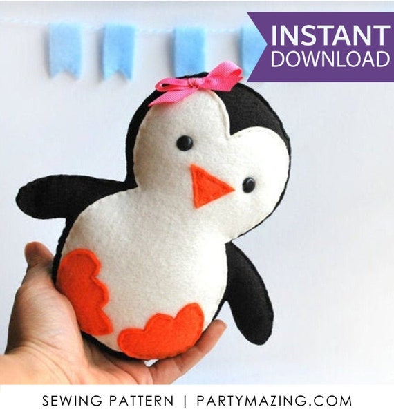 ベビーペンギンの裁縫パターン PDF フェルトぬいぐるみの簡単手縫い
