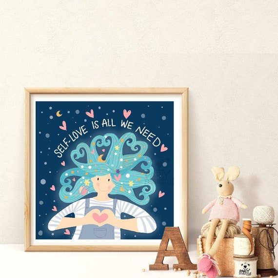 Self Love Printable Girl Poster | Positive Home Decor, Mental Health Art Print | Original Illustration Digital Instant Download E548 Il_570xn