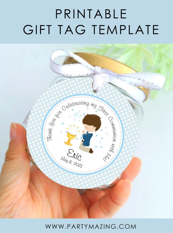 Boy First Communion Favor Tag | Printable Thank You Stickers or Labels | PK06 | E126 Il_570xn