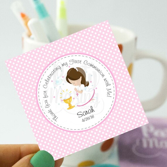 Editable Printable Girl Thank You First Communion Tags E125 Etsy