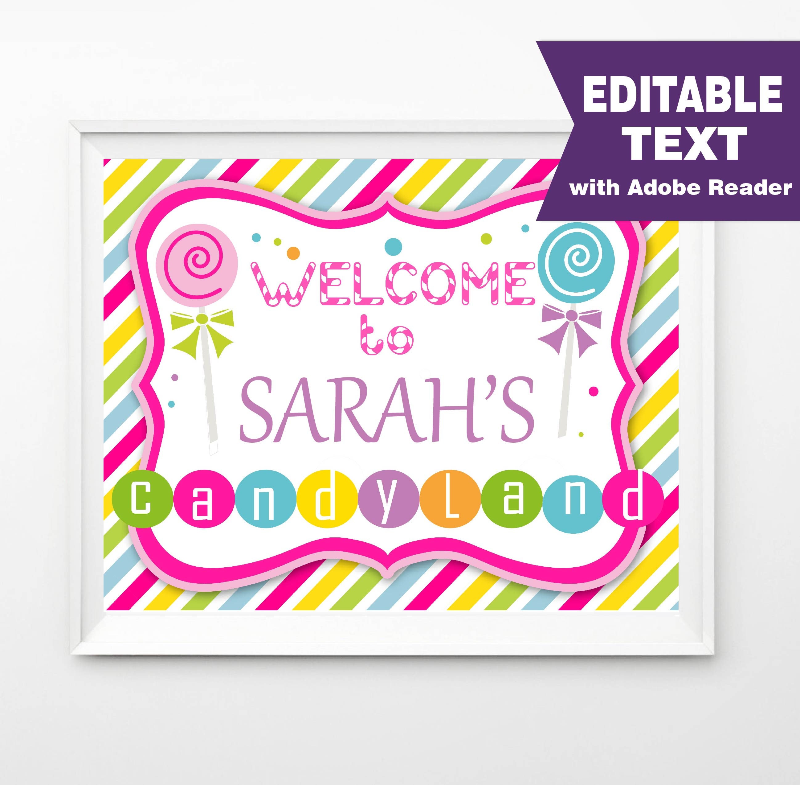 Editable CandyLand Party Sign Welcome - Il Fullxfull.1428864142 Be8r 