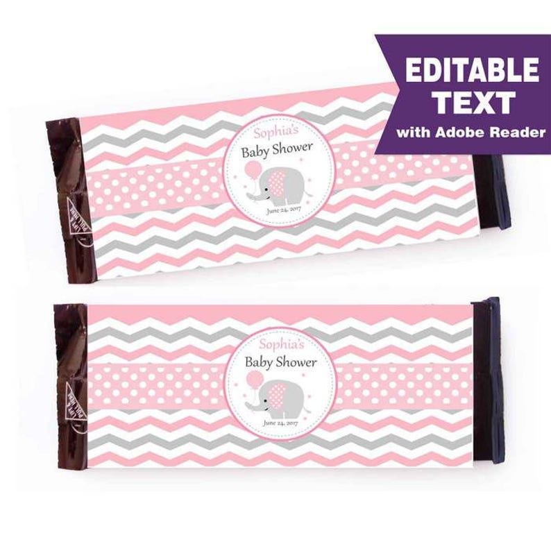 Printable Elephant Baby Shower Chocolate Wrappers Hershey Bar Image 0