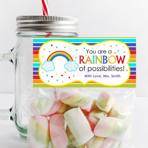 Rainbow of Possibilities Bag Topper | Printable Candy Bag Label | Rainbow School or Party Favor Tag | E301 Il_570xn