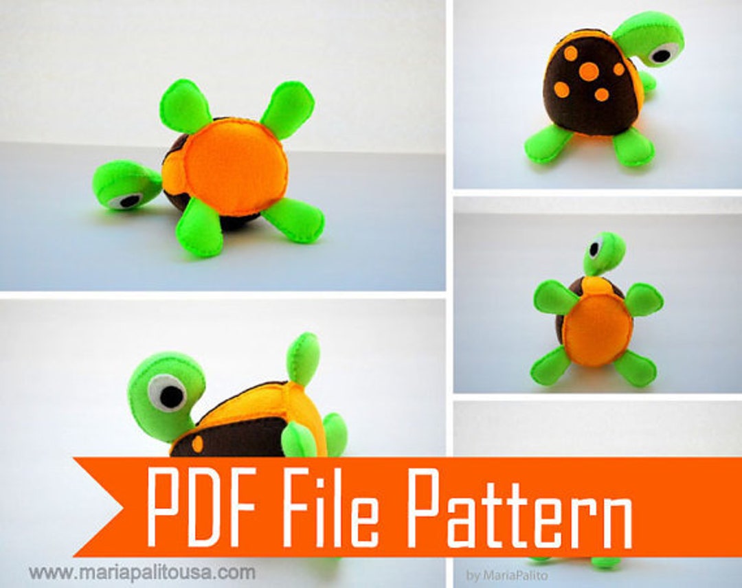 Cute Turtle Sewing Pattern | Felt Baby Plush Sewing Template | Baby Toy ...