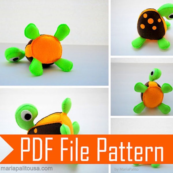 Cute Turtle Sewing Pattern | Felt Baby Plush Sewing Template | Baby Toy Plush Pattern | PK27 | E102