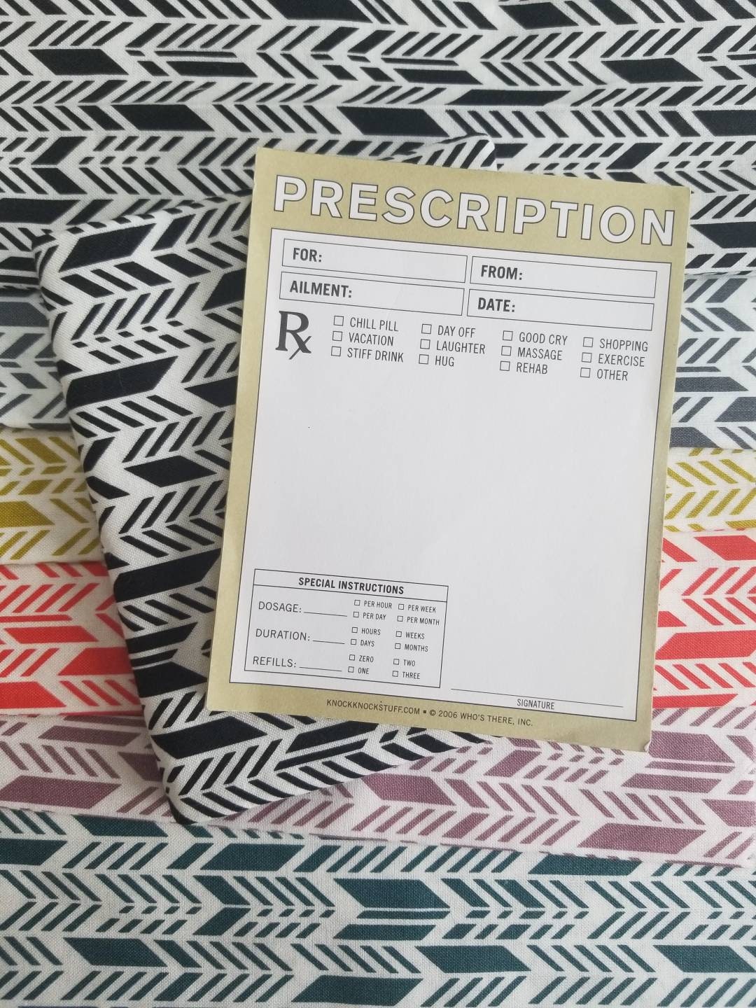 Rx Sleeve Doctor's Prescription Pad Cover 9 Fabric Etsy