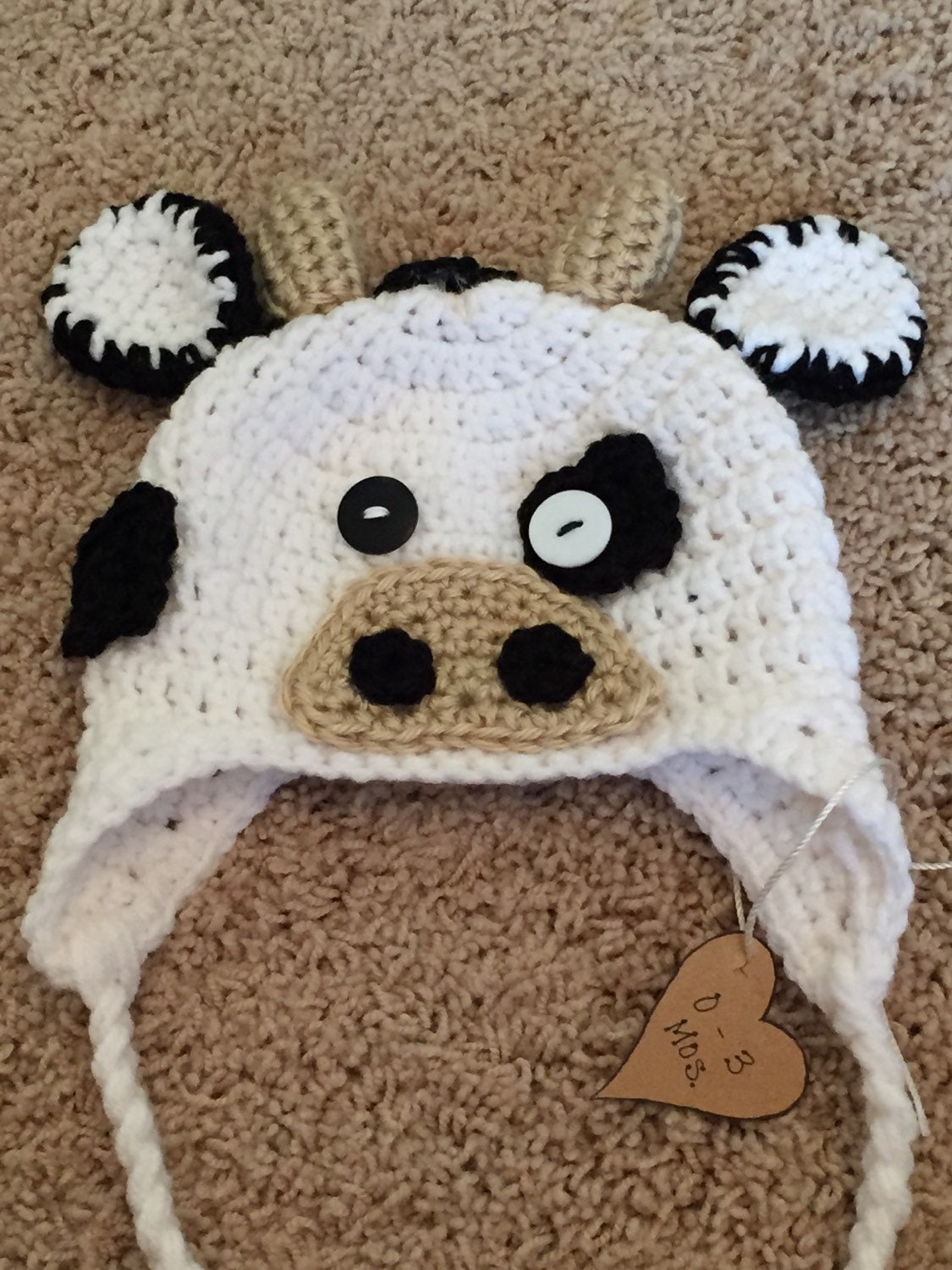 Crochet Baby Cow Hat Etsy