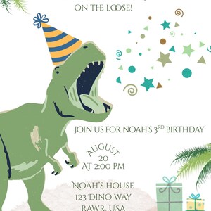 Dinosaur Birthday Invitation, Three Rex Birthday Invite, Editable Boys 3rd Birthday Dino Party, Printable 3 Rex Template Instant Download