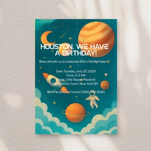 Space Birthday Party Invitation | Editable Canva Template | Astronaut Birthday Party Invite | Digital Download Birthday Invite
