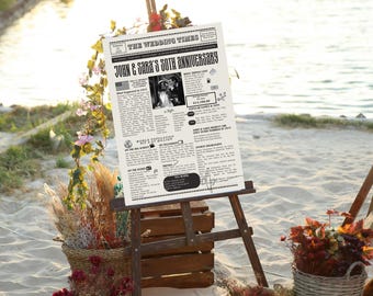 Impressão de jornal personalizada para aniversário – Presente em estilo vintage – Lembrança personalizada para qualquer ano