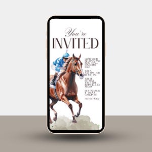 Uitnodiging voor feest Kentucky Derby | Bewerkbare canvassjabloon | Uitnodiging paardenracefeest | Digitale download Derby Day-uitnodiging