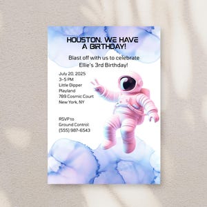 Outer Space Birthday Invitation | Editable Rocket Astronaut Party | Canva Template | Instant Download