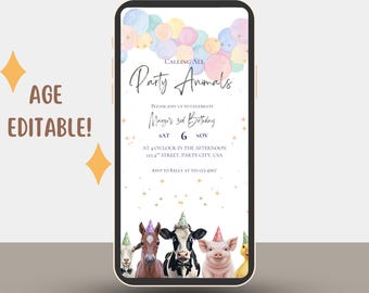 Farm Animals 2nd Birthday Invitation | Barnyard Birthday Party Invite | Cute Petting Zoo Canva Template | Editable Digital Download
