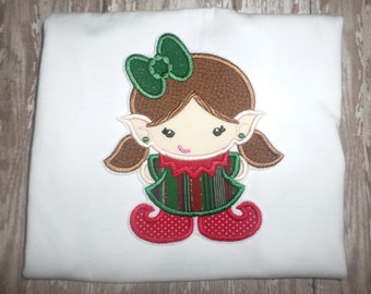 Girls Elf Christmas Winter Boutique Birthday Party Embroidered TShirt T Shirt! Sizes 2 ,3, 4, 5, 6, 7, 8