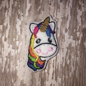 Set of 4 Unicorn Felties Head Horn Horse Magic Magical Fantasy Feltie Felt Embellishment Bow! Felties Applique Birthday Party Planner Clip