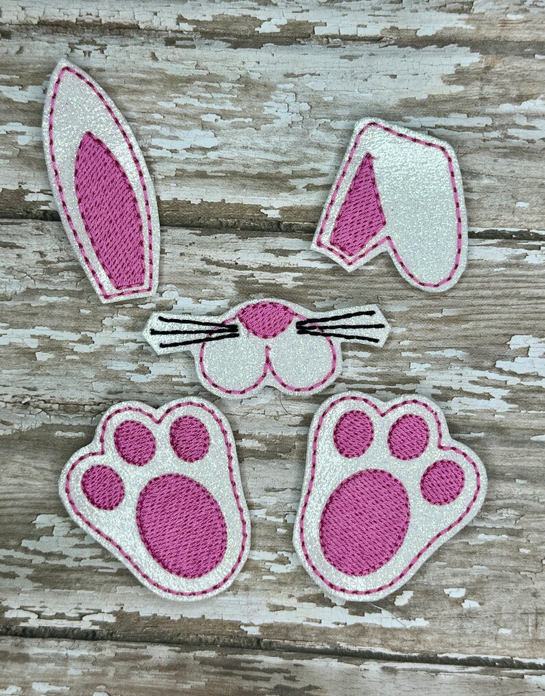 2 Sets of Bunny Pieces Parts for a Bow Head Feet Foot Paw Oversized Oversize Pieces Easter Feltie Felties Bow Birthday Party Easter image 4