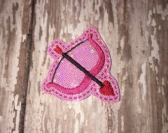 Set of 4 Cupid Bow and Arrow Valentines Valentine Day Feltie Felt Embellishment Bow! Love Planner Heart Hearts