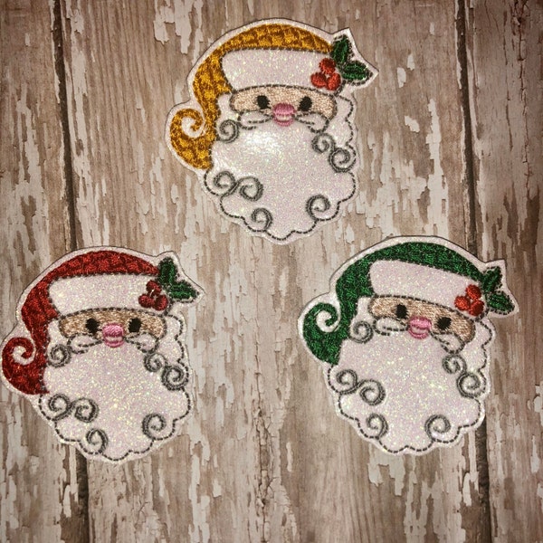 Set of 4 Christmas Swirly Pink Red Santa Hairbow Feltie Felt Embellishment Bow! Birthday Party