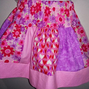 Hearts and Flowers Pink and Lavender Valentine Boutique Birthday Party Shirt and Skirt Set Girl Outfit Love Valentines Valentine's Day image 2