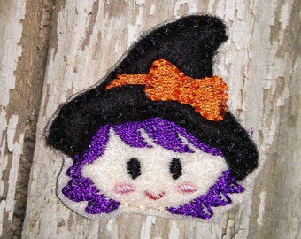 Set of 4 Halloween Cutie Witch Hat Feltie Felt Embellishment Bow! Felties Applique Party