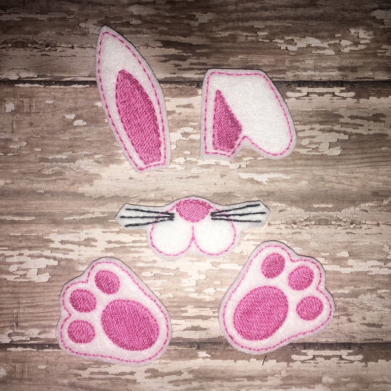 2 Sets of Bunny Pieces Parts for a Bow Head Feet Foot Paw Oversized Oversize Pieces Easter Feltie Felties Bow Birthday Party Easter image 1