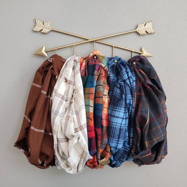 Colors of Fall Plaid Fringe or Hemmed Scarf Collection Plaid Infinity Scarves Choose Your Print