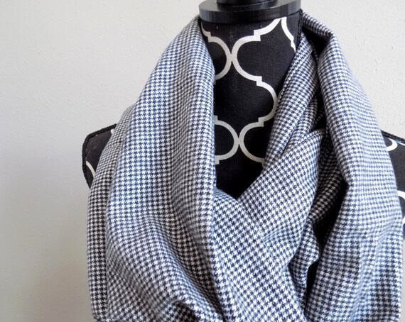 Small Print Houndstooth Plaid Infinity Scarf Chunky Flannel | Etsy