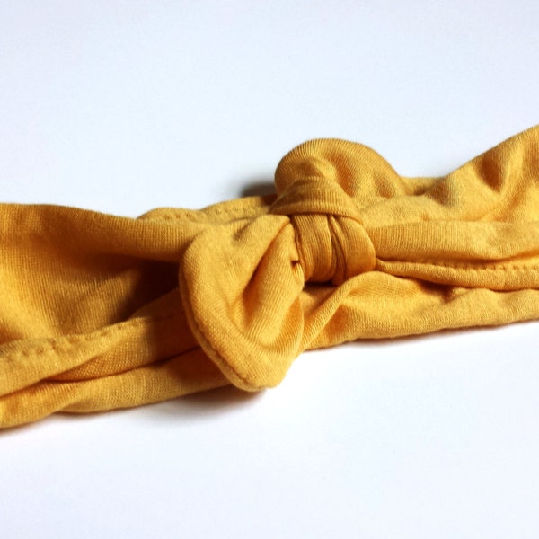 Soft Yellow Baby Headband Yellow Knot Headband Toddler Headband Girls Headband Tie Headband Summer Headband Mommy and Me Accessories