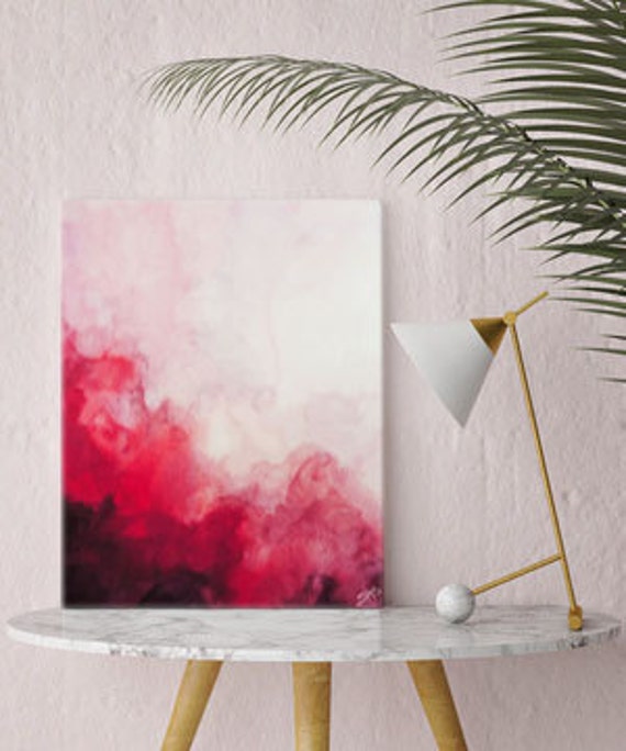 Items similar to Watercolor Print, Canvas Art, Red Abstract Art, Canvas