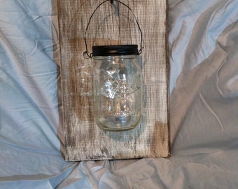 Rustic Mason Jar Wall Lantern