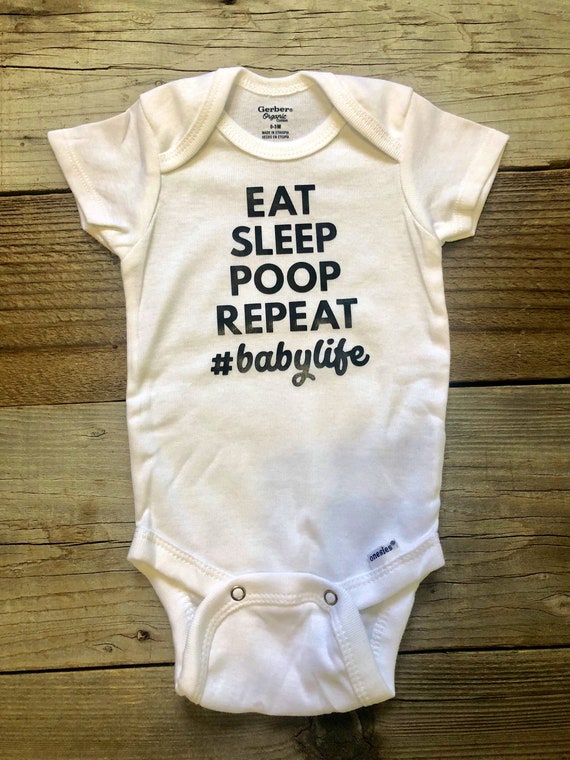 Funny Baby Babies Newborn Kids Gift Bodysuit Eat Sleep Poop Repeat BabyGrow