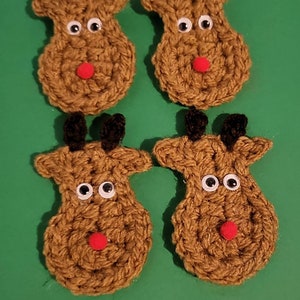 Crochet Reindeer Ornaments - Set of 4 Christmas Decorations