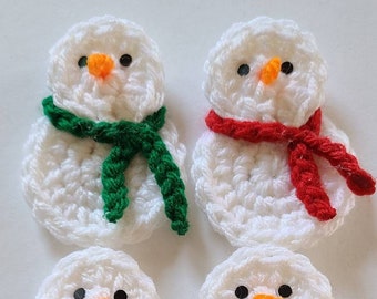 Set of 4 Crochet snowman pins (Made and ready to ship) crochet Christmas Pins