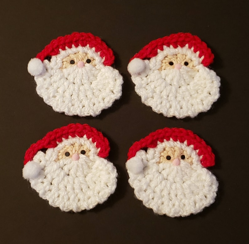 Set of 4 Crochet Santa pins Made and ready to ship crochet | Etsy