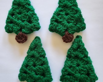 Crochet Christmas Tree Ornaments - Set of 4 - Handmade Holiday Decor