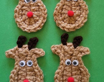 Crochet Reindeer Ornaments - Set of 4 Christmas Decorations