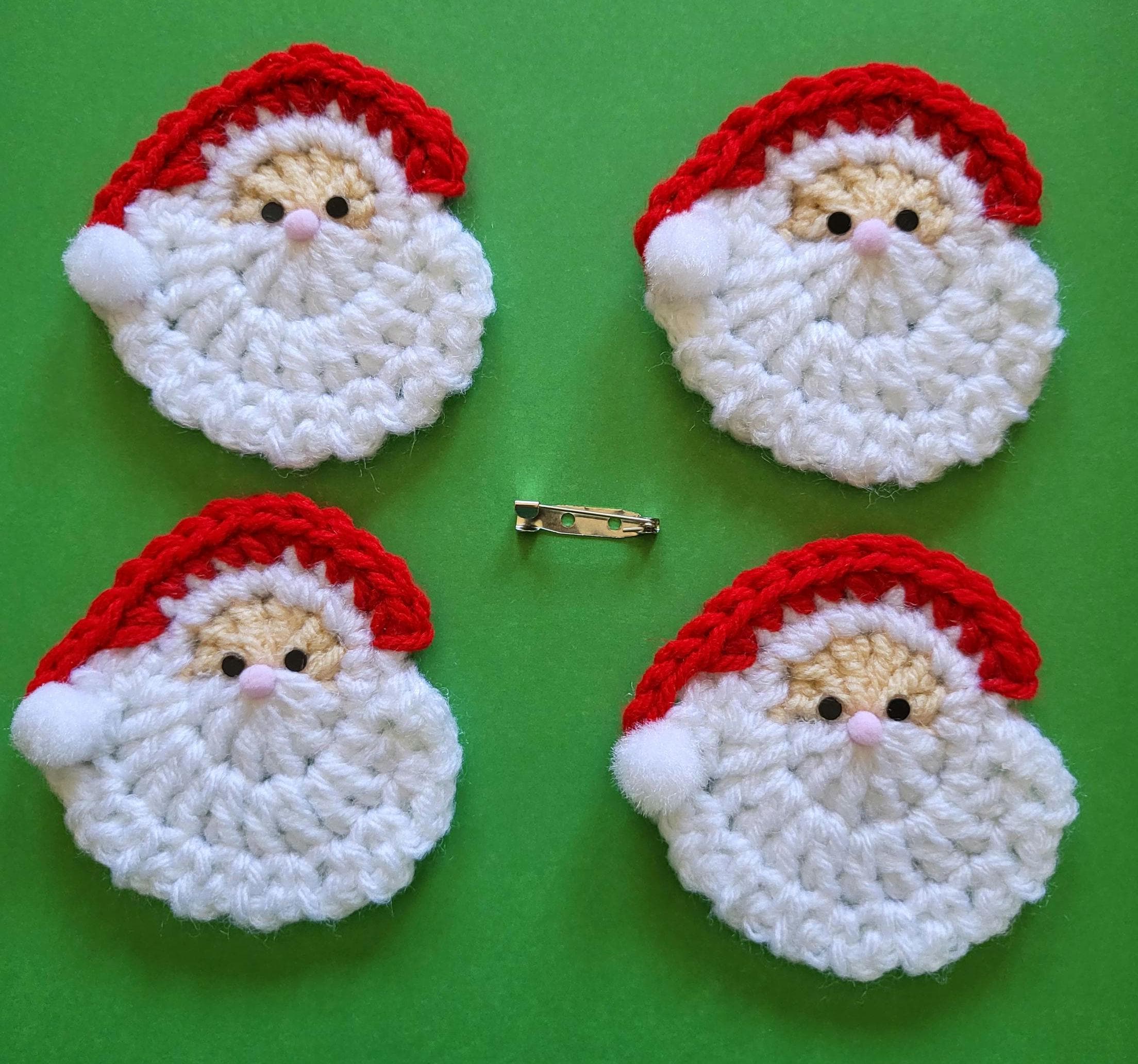 Santa Pin Design Crochet Santa Pins - Set of 4 Christmas Holiday Pins - Etsy