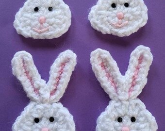 Set of 4 Crochet  Easter Bunny ornaments / Easter ornaments (Made and ready to ship) crochet easter bunny applique