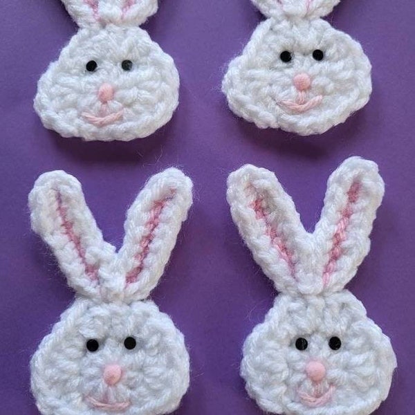 Set of 4 Crochet  Easter Bunny ornaments / Easter ornaments (Made and ready to ship) crochet easter bunny applique