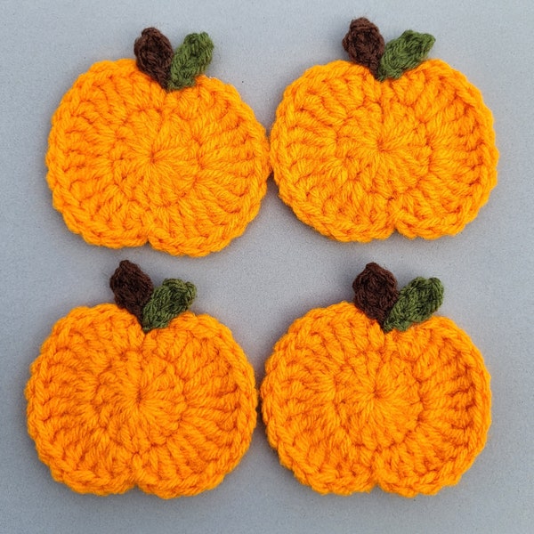 Set of 4 Crochet Pumpkin Ornaments . Crochet pumpkins made and ready to ship.