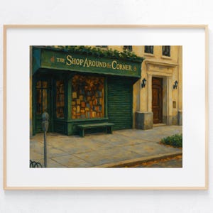 RomCom Fan Art Print Shop Around the Corner Acrylic Painting You’ve Got Mail Illustration New York Fall Autumn Bookstore
