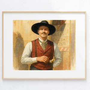 Western Cowboy Artwork Doc Holiday I&#39;m Your Huckleberry Watercolor Painting Art Prints Wyatt Earp Illustration Movie Poster